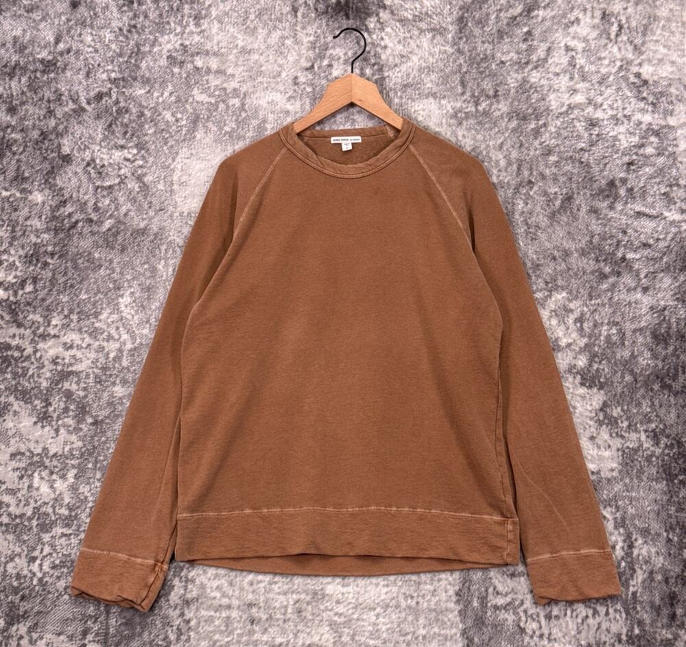 James Perse Vintage French Terry Sweatshirt 2 / Medium Mens Sand Brown Crewneck
